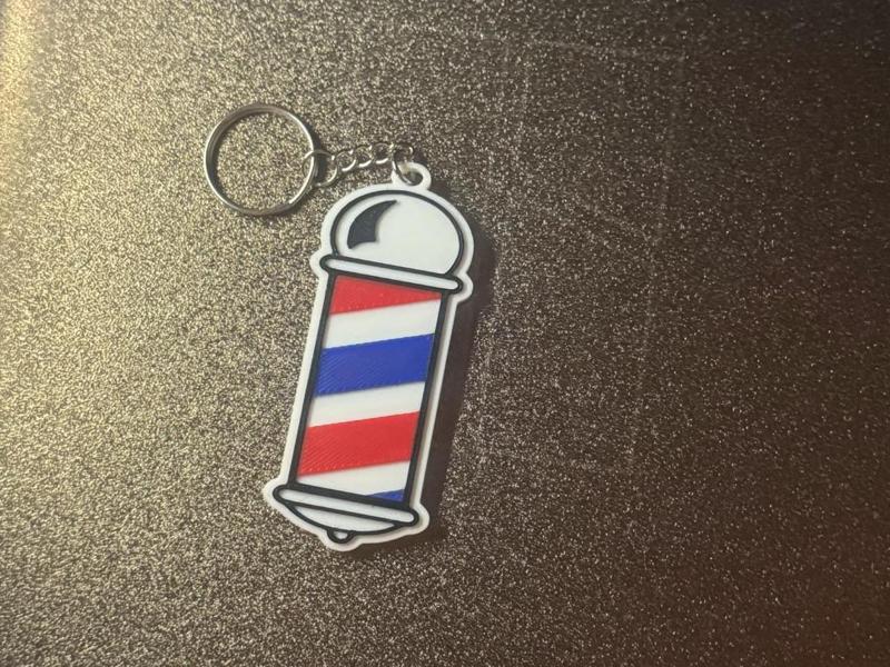 Barber Shop Post Keychain