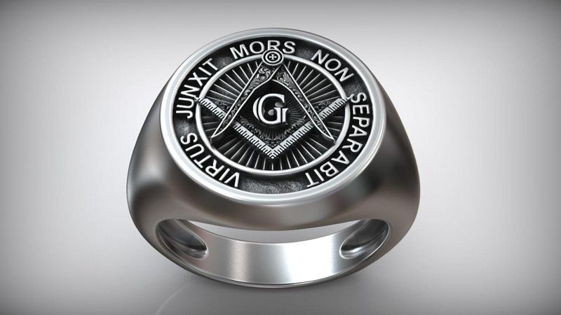 Freemason Square Compasses Gimmel Symbol Ring