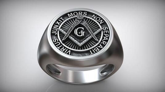 Freemason Square Compasses Gimmel Symbol Ring