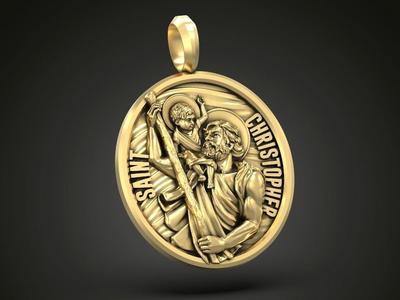 Pendant Saint Christopher baby Jesus prayer