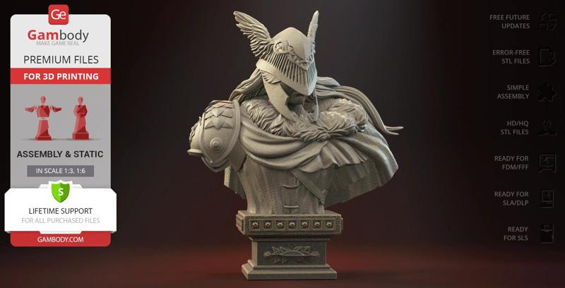 Malenia Blade of Miquella Bust STL Files for 3D Printing | Assembly Model