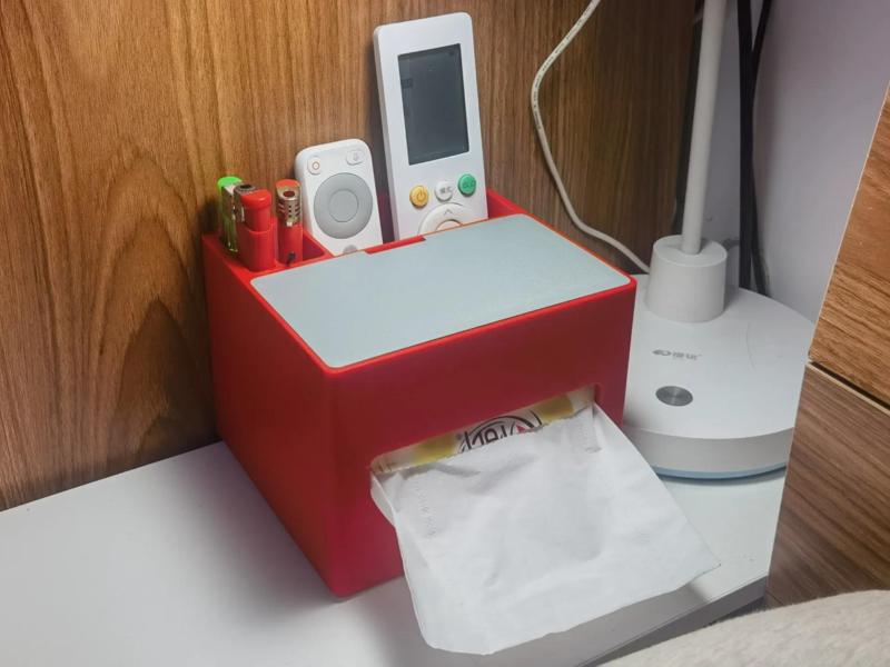 Desk or bedside tissue box and remote control, lighter storage box