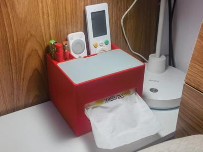 Desk or bedside tissue box and remote control, lighter storage box