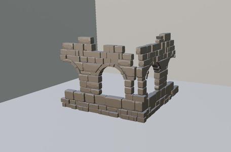 Ruined corner wall #4 with multiple windows – wargaming terrain