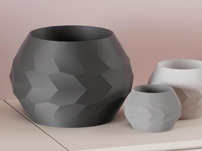 Modern Plant Pot. Stone look faceted planter