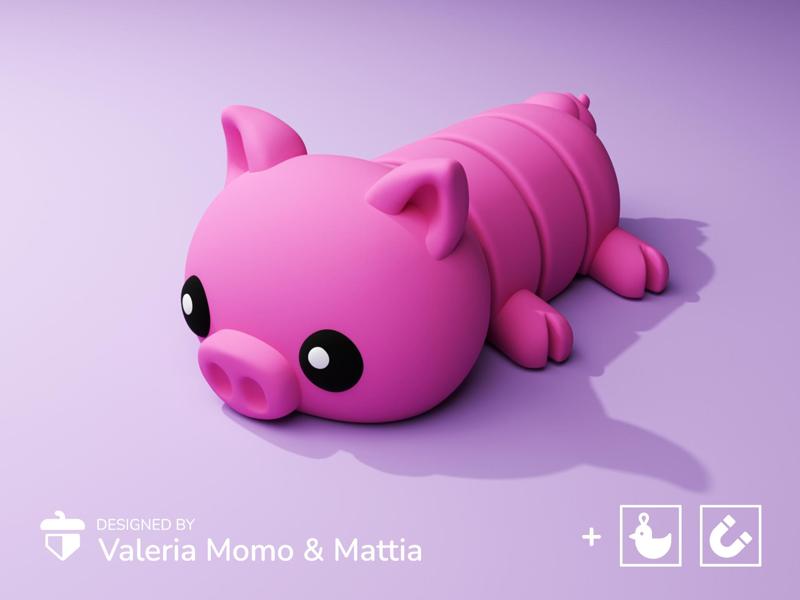 Cute Flexi Pets Pig (Keychain & Magnet)