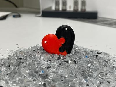 Puzzle heart key chain