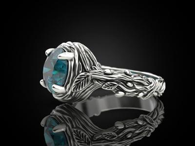 Tree Branch Engagement Ring Gem 10 mm