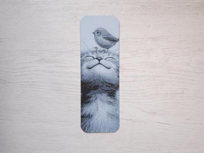 Happy Kitten and Bird Bookmark