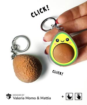 Clicky Avocado Keychain, Clicker Toy