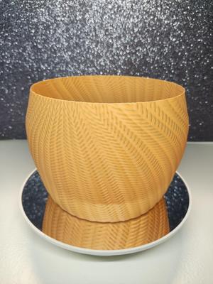 Hand-stitched crochet flowerpot vase