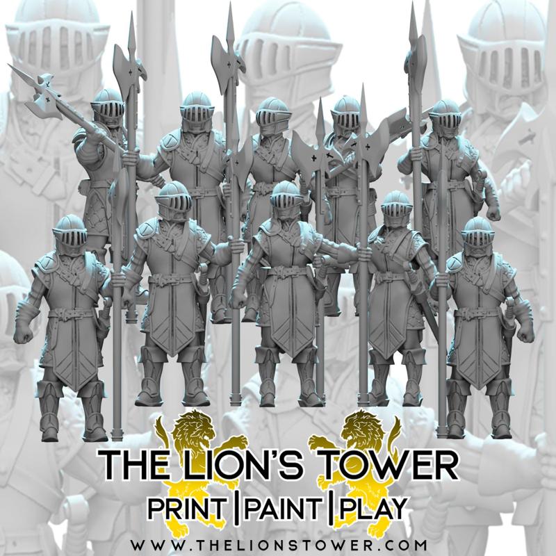Elite Guards with Halberds  (Set of 10 x 32mm scale presupported miniatures)
