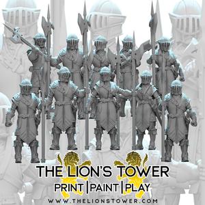 Elite Guards with Halberds  (Set of 10 x 32mm scale presupported miniatures)