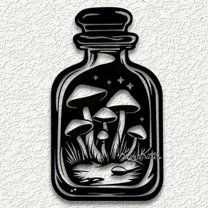 mushroom night scene wall art fantasy potion bottle home decor