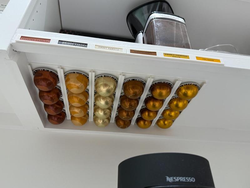 Nespresso Pod Holder – Under Cabinet with Labels