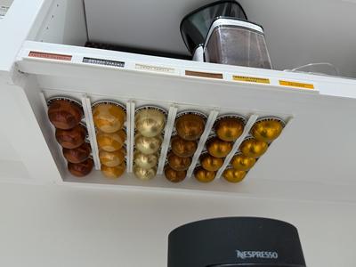Nespresso Pod Holder – Under Cabinet with Labels