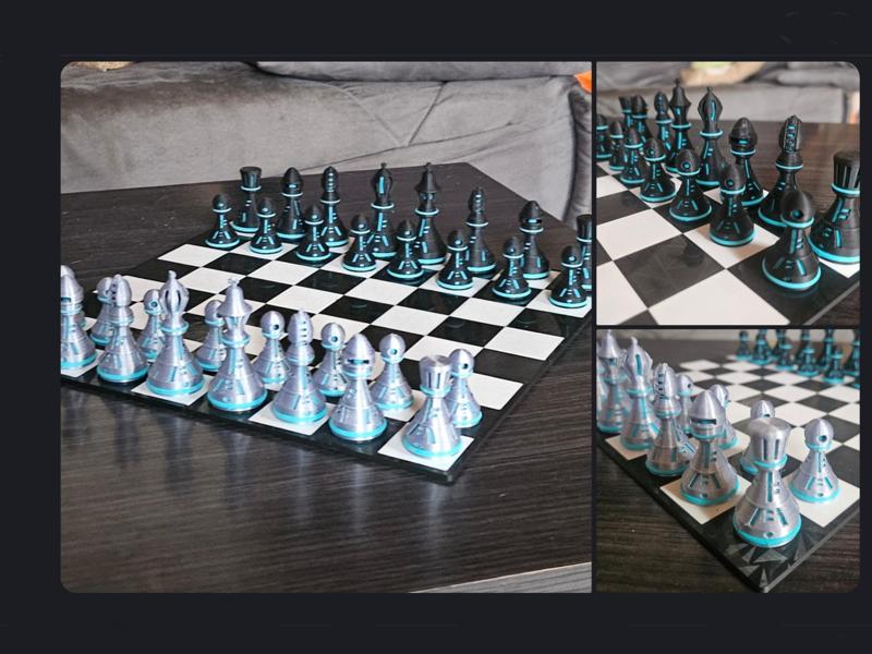 neon style futurist chess set (no ams possibility)