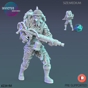 Decaying Soldier Flamethrower / Space Officer / Cyberpunk Warrior / Cosmic Invasion / Trooper Attack / Sci-Fi Encounter