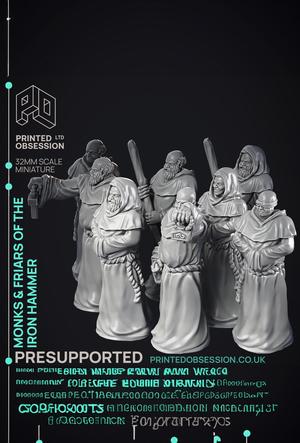 Friars & Monks of the Iron hammer – 8 Models – PRESUPPORTED – 32mm scale