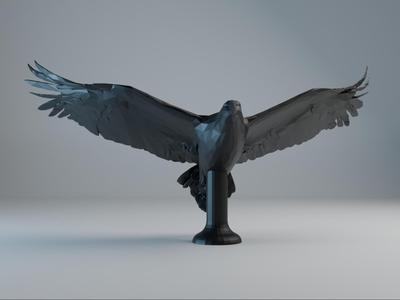 Low Poly Eagle Sculpture – Majestic Wingspan