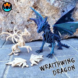 Wraithwing Dragon, Halloween Skeleton Dragon, Flexible Print in Place, Cinderwing3D