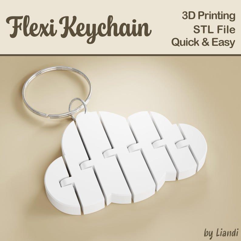 Flexi Cloud STL Keychain – 3D Print File, Flexible Fidget Keyring Bag Charm, Articulated, Digital Download for Commercial Use