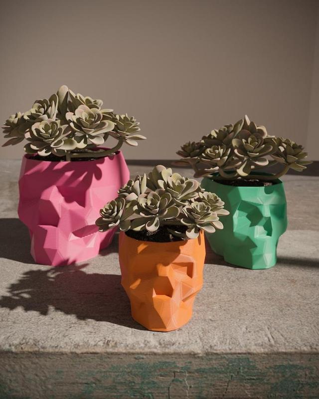 Low poly Skull Planter 3D Print Stl File | Stl File For 3D Printers | 3D Home Decor – Digital Download