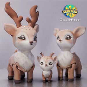 Deer Family - XMAS - 3D print STL and multicolor 3MF file
