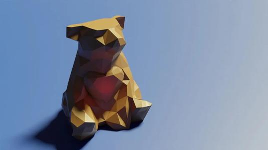 Vase Bear with Heart – Low Poly