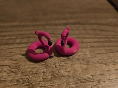 Pink flamingo life preserver keychain