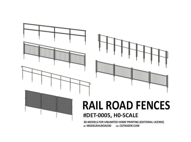 DET-0005 Railroad steel fence set H0-scale 6 items