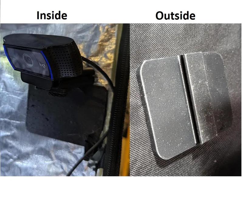 Magnetic mount for C9xx or other webcam on tent wall