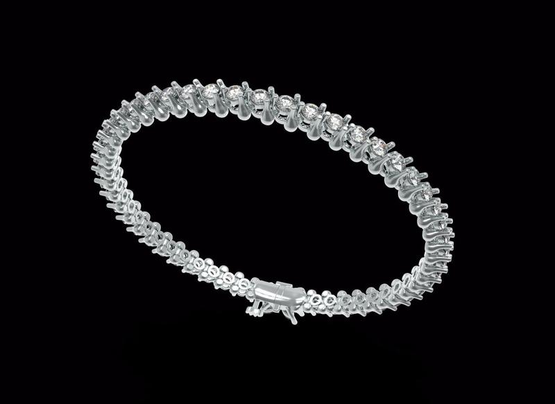 Tennis Bracelet shaped  Spine with Round and Marquise Diamonds