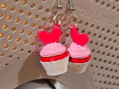 3D Valentine's day cupcake earrings