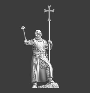 Medieval wounded bishop with cross