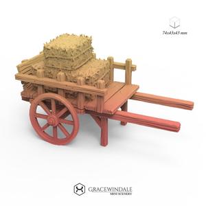 Cart with hay bricks