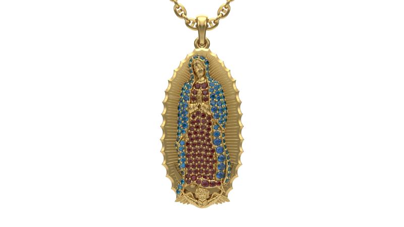Virgo de guadelupe pendant with gems