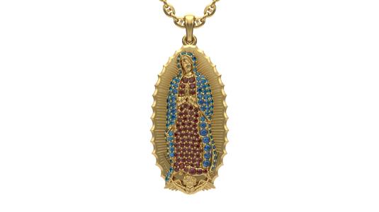 Virgo de guadelupe pendant with gems