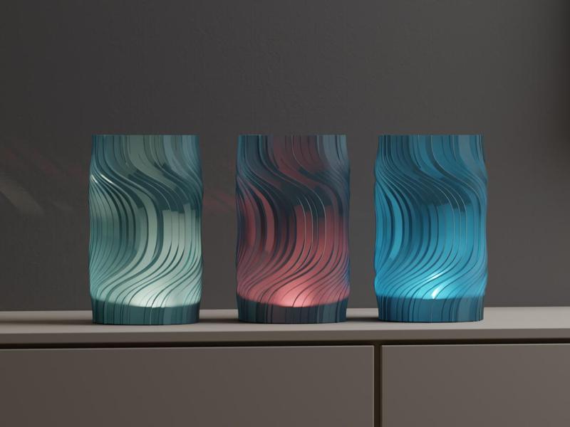 Modern Lamp. Wireless RGB lampshade. Easy print
