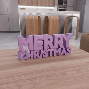 3D Merry Christmas Text Model For Christmas Decor with Stl File & Text Art, Letter Decor, 3D Printed Decor, 3D Print File, Letter Art