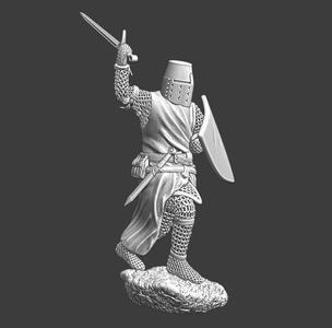 Medieval crusader knight – charging raised sword
