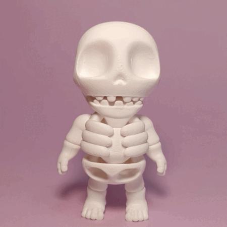 TINY BITING SKULL, PRINT-IN-PLACE, MOUTH ARTICULATED, CUTE-FLEXI