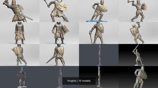 Knights knight in poses 3D Model Collection