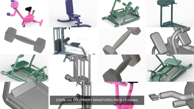 EXERCISE EQUIPMENT MINIATURES PACK 3D Model Collection
