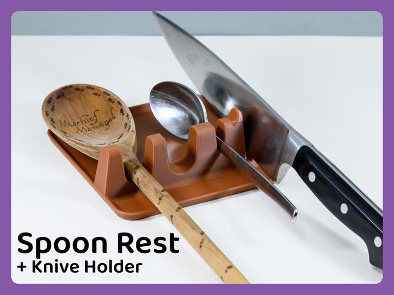 Spoon Rest with Holder for Spoons and Knives
