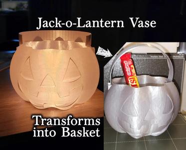 Jack-o-Lantern Vase that turns into a basket