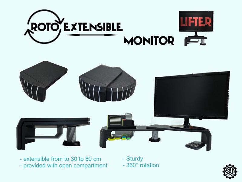 Roto-Extensible Monitor Lifter (+open compartment)