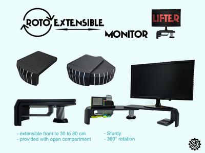 Roto-Extensible Monitor Lifter (+open compartment)