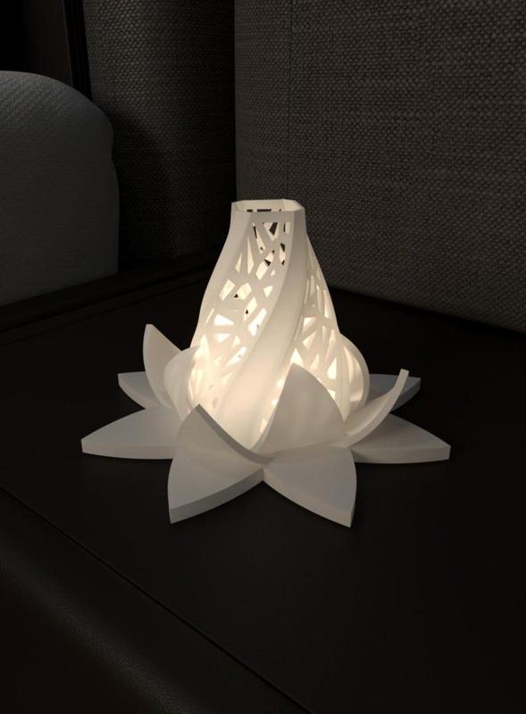 Lamp STL 3D Print File v.17, Digital Download for 3D Printing | Lotus Flower Home Decor for Desk and Table