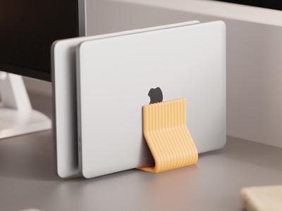 Dual Vertical Laptop Stand. Closed macbook Stand